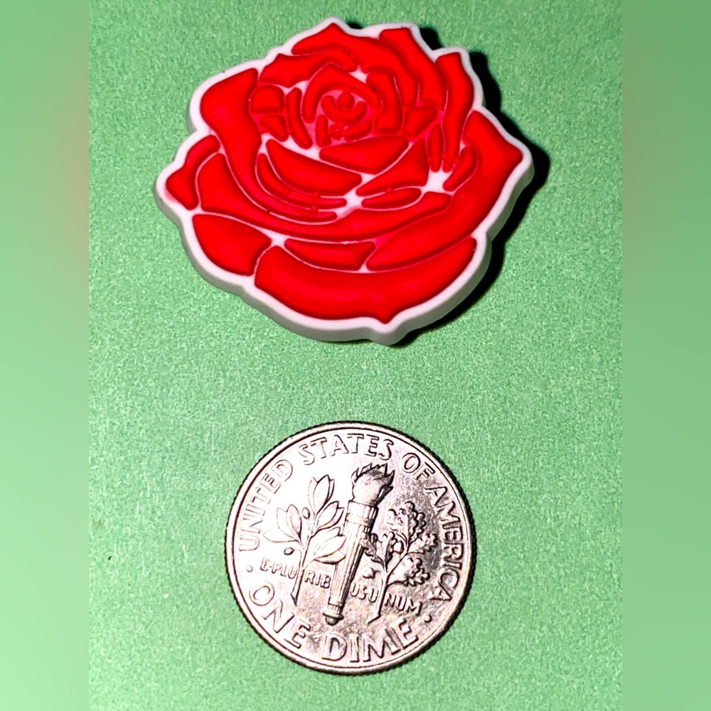 (10 for $15) Small Red Rose Flower Crocs Shoe Charms
